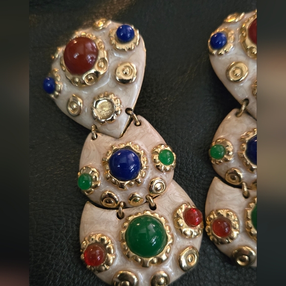 New York & Co. Elegant Multicolor Statement Clip On Earrings - Picture 4 of 6